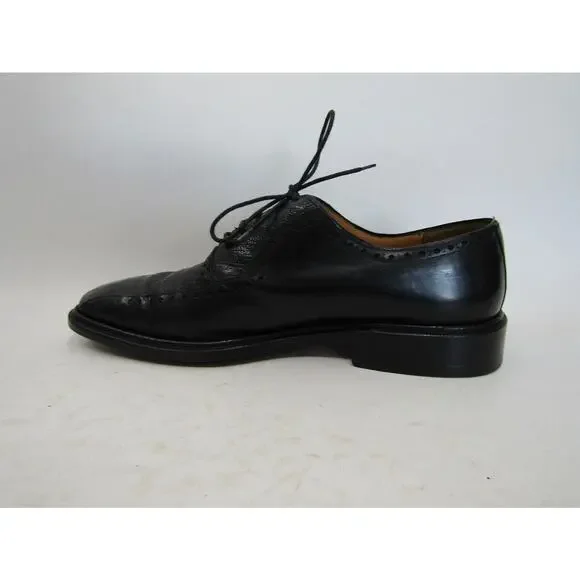 Mezlan Mens Size 9.5 M Black Leather Ostrich Leg Oxford Dress Shoes